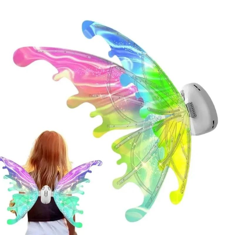 LED Flapping Butterfly Wings Costume | Automated Flapping Motion & Light-Up Straps | Adjustable for Kids & Pets
