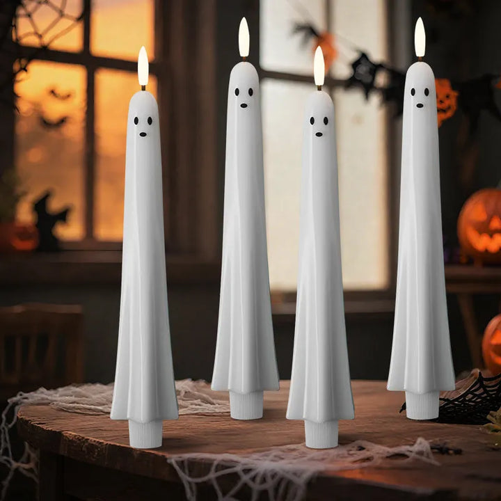 LED Ghost Candles Halloween Decor | Remote Control &amp; Timer Function | Flameless Flicker, Safe for Women&
