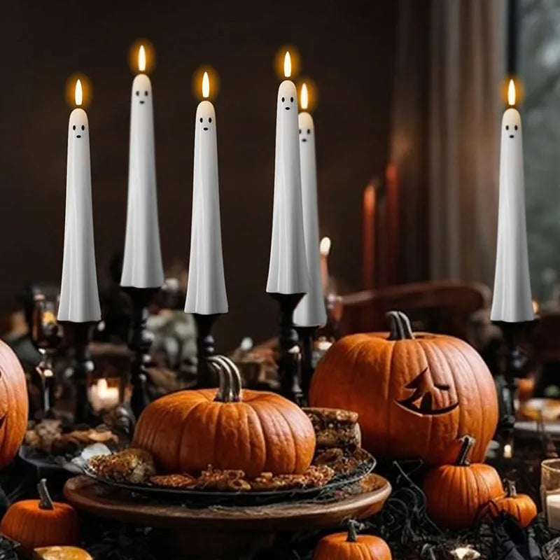 LED Ghost Candles Halloween Decor | Remote Control &amp; Timer Function | Flameless Flicker, Safe for Women&