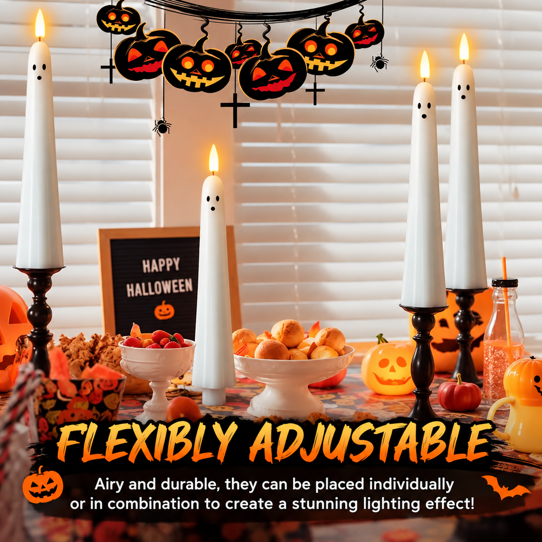LED Ghost Candles Halloween Decor | Remote Control &amp; Timer Function | Flameless Flicker, Safe for Women&