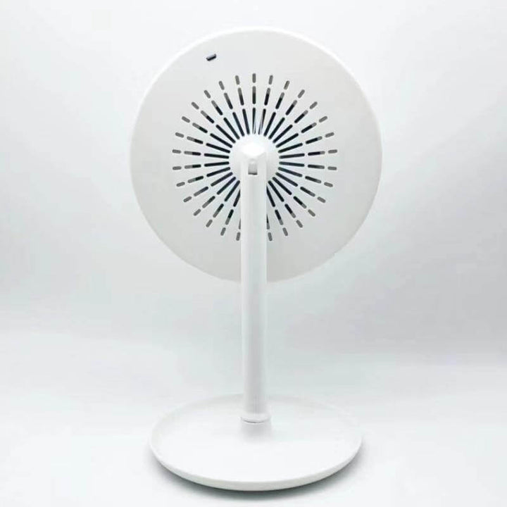 LED Light Makeup Mirror with Cooling Fan | 5X Magnifying Detachable Mirror, USB-Powered | Adjustable Tilt &amp; Suction Cup Base