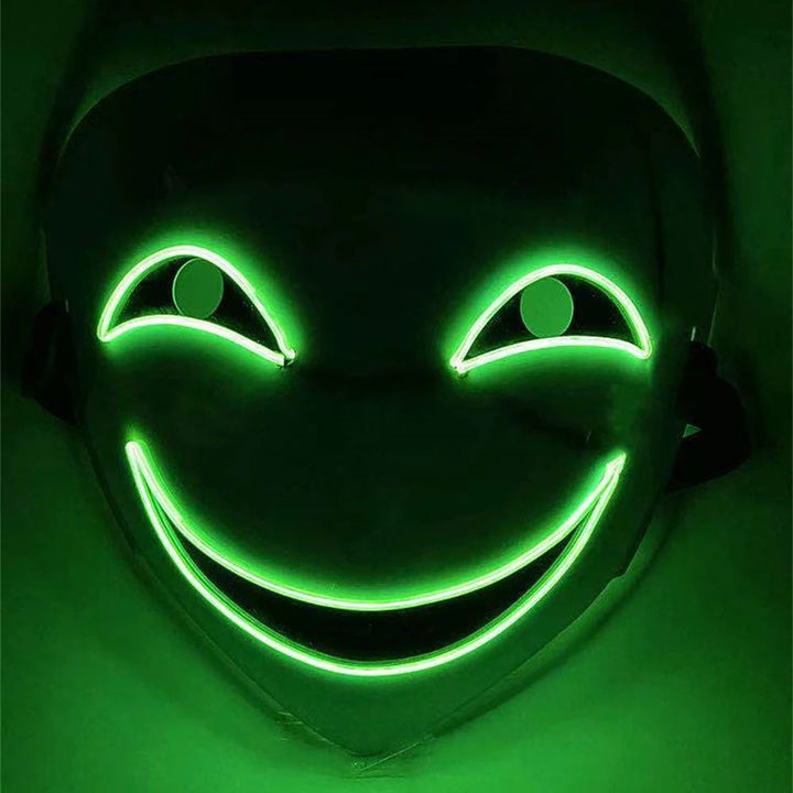 LED Light Up Clown Mask for Halloween Costumes | Glowing Grin Wire Design | ABS Shell, LED Glow, 2 AA Battery Powered