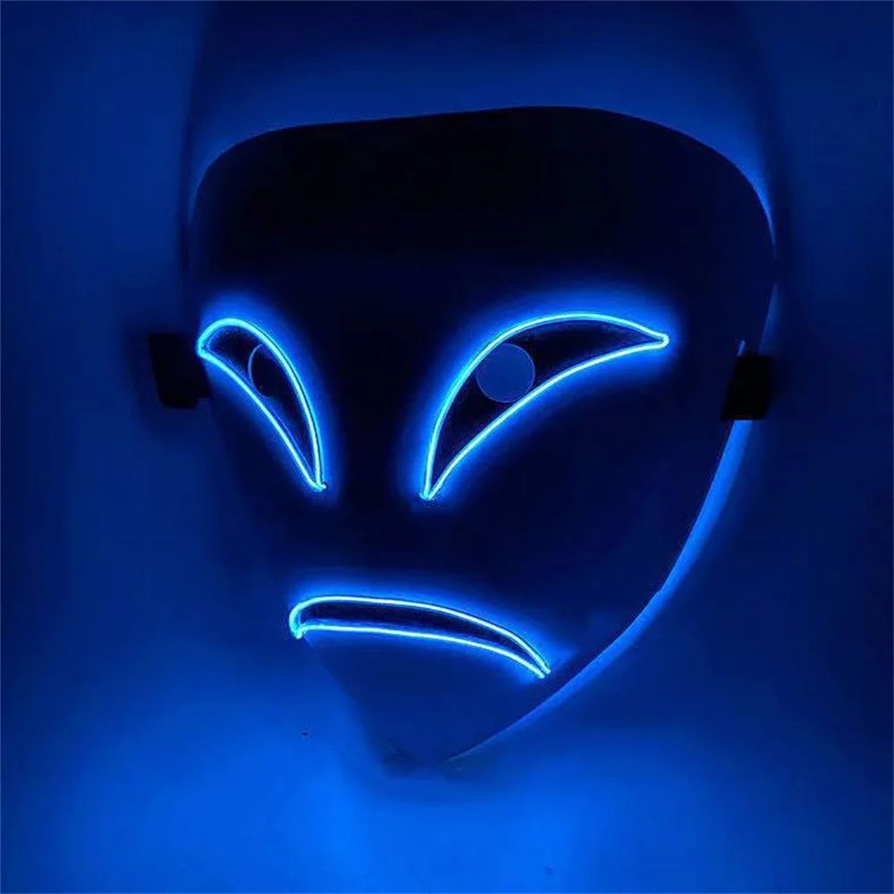 LED Light Up Clown Mask for Halloween Costumes | Glowing Grin Wire Design | ABS Shell, LED Glow, 2 AA Battery Powered