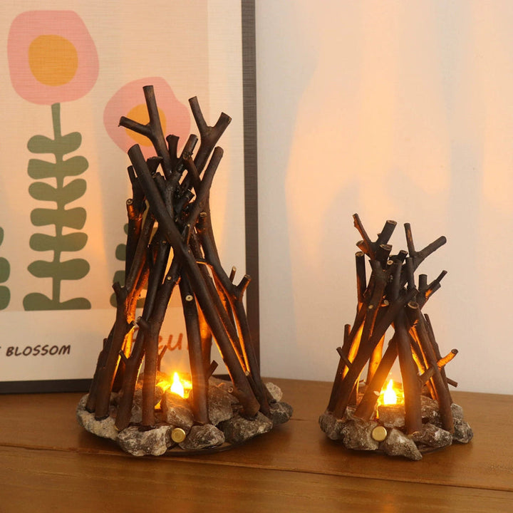 LED Night Light | Bonfire Effect, Stacked Branch Design