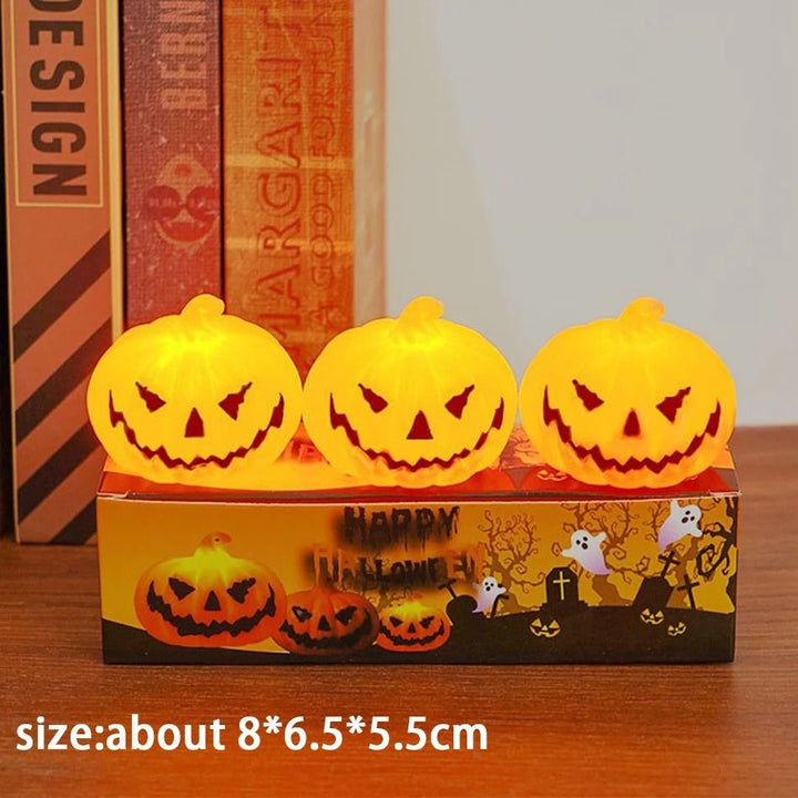 LED Pumpkin Lantern Halloween Decoration | Flameless Battery-Powered Candle Light | Skull or Ghost Face Design