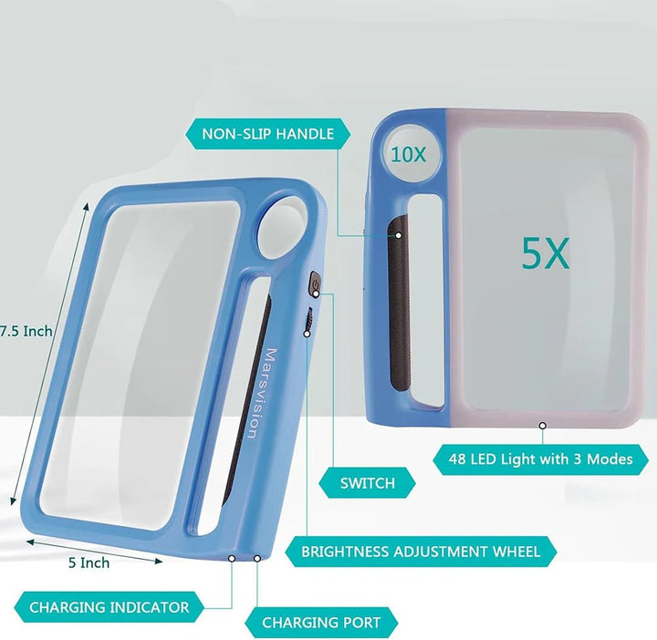 LED Reading Magnifier | Lit Page Lens With A Spot Lens