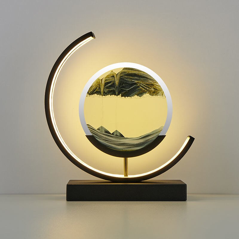 LED Sand Art Lamp Dimmable Glass Metal Night Light with Adjustable Brightness