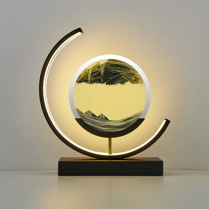 LED Sand Art Lamp Dimmable Glass Metal Night Light with Adjustable Brightness