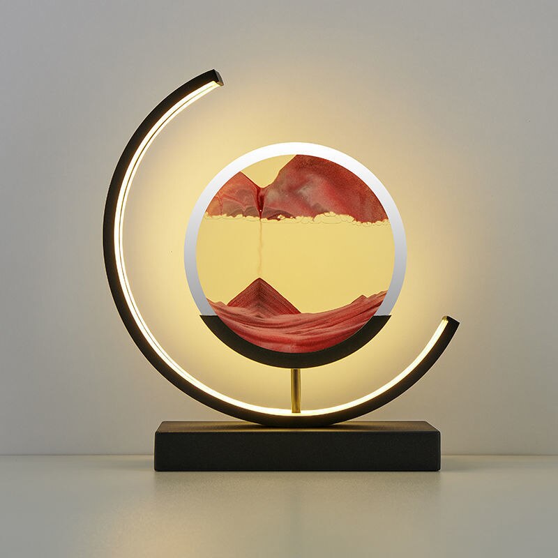 LED Sand Art Lamp Dimmable Glass Metal Night Light with Adjustable Brightness