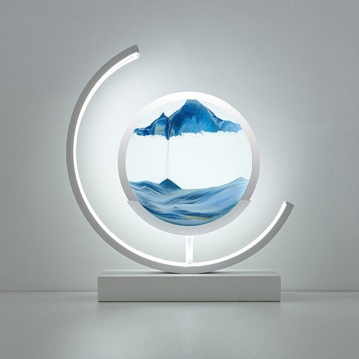 LED Sand Art Lamp Dimmable Glass Metal Night Light with Adjustable Brightness