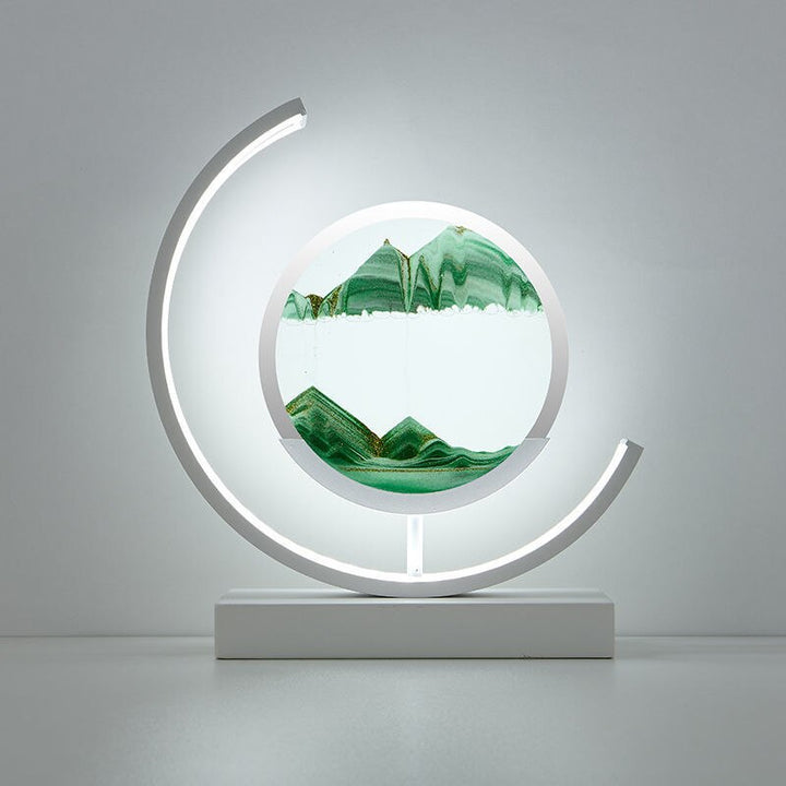 LED Sand Art Lamp Dimmable Glass Metal Night Light with Adjustable Brightness