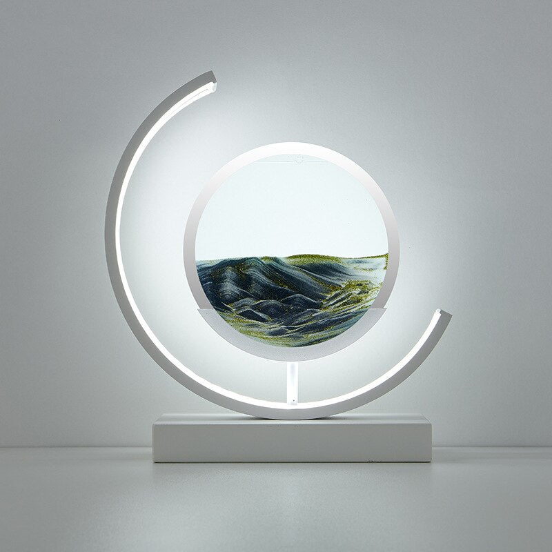 LED Sand Art Lamp Dimmable Glass Metal Night Light with Adjustable Brightness