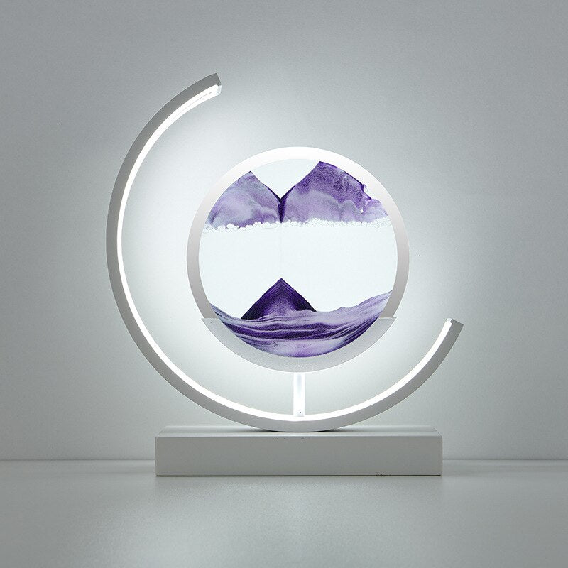 LED Sand Art Lamp Dimmable Glass Metal Night Light with Adjustable Brightness