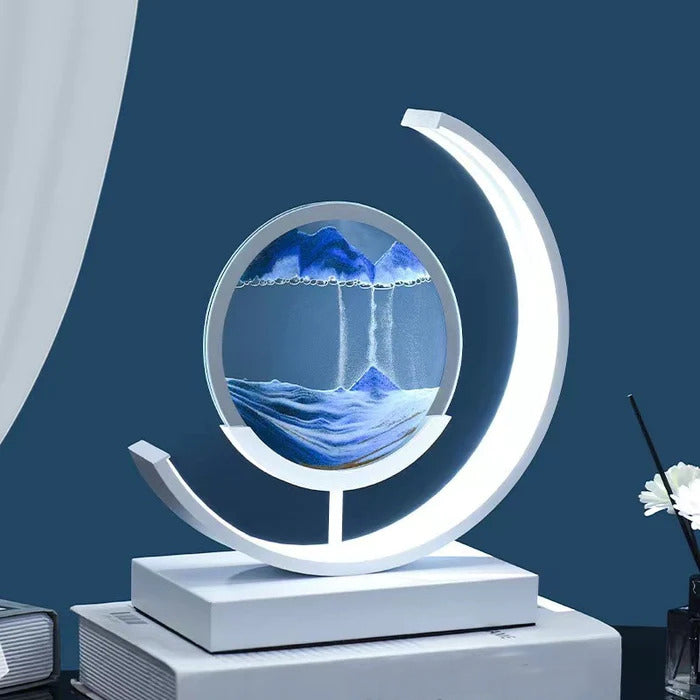LED Sand Art Lamp Dimmable Glass Metal Night Light with Adjustable Brightness
