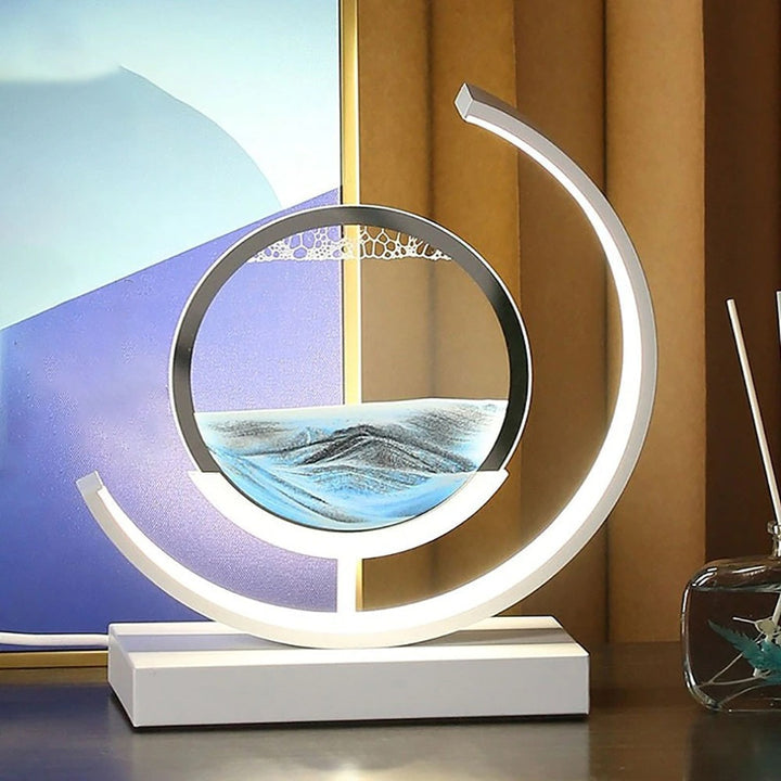 LED Sand Art Lamp Dimmable Glass Metal Night Light with Adjustable Brightness