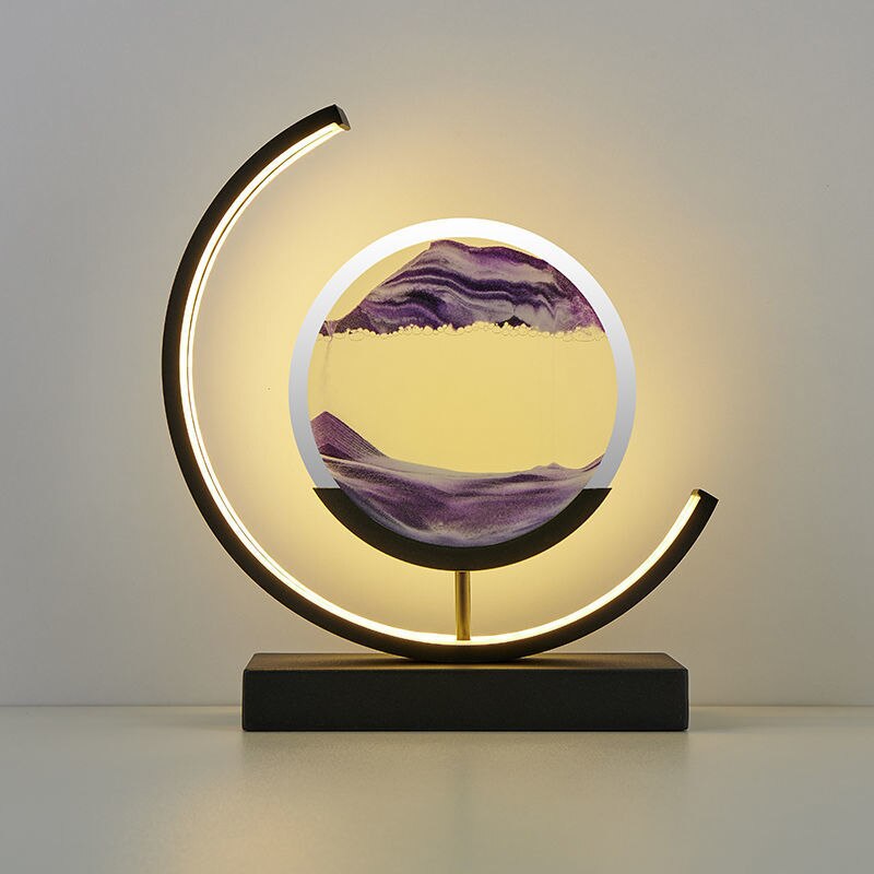 LED Sand Art Lamp Dimmable Glass Metal Night Light with Adjustable Brightness