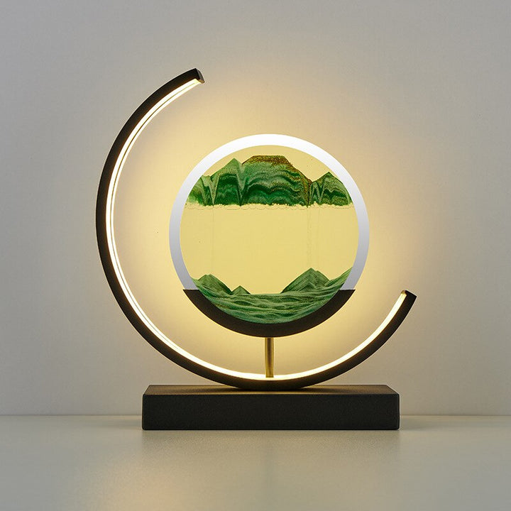 LED Sand Art Lamp Dimmable Glass Metal Night Light with Adjustable Brightness