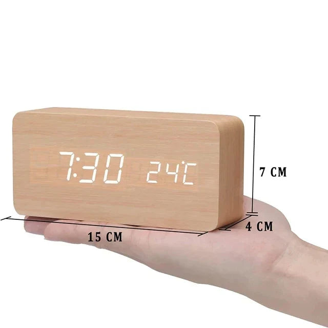 LED Smart Alarm Clock | Grained Face, Temperature Display