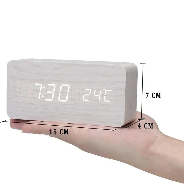LED Smart Alarm Clock | Grained Face, Temperature Display