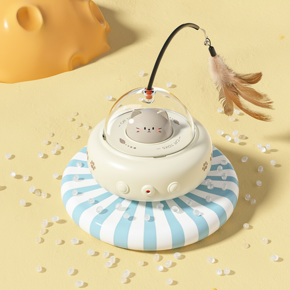 Automatic Laser Cat Toy | Hands-Free Play with Feather Teaser | Random Light Patterns for Daily Exercise & Play 2