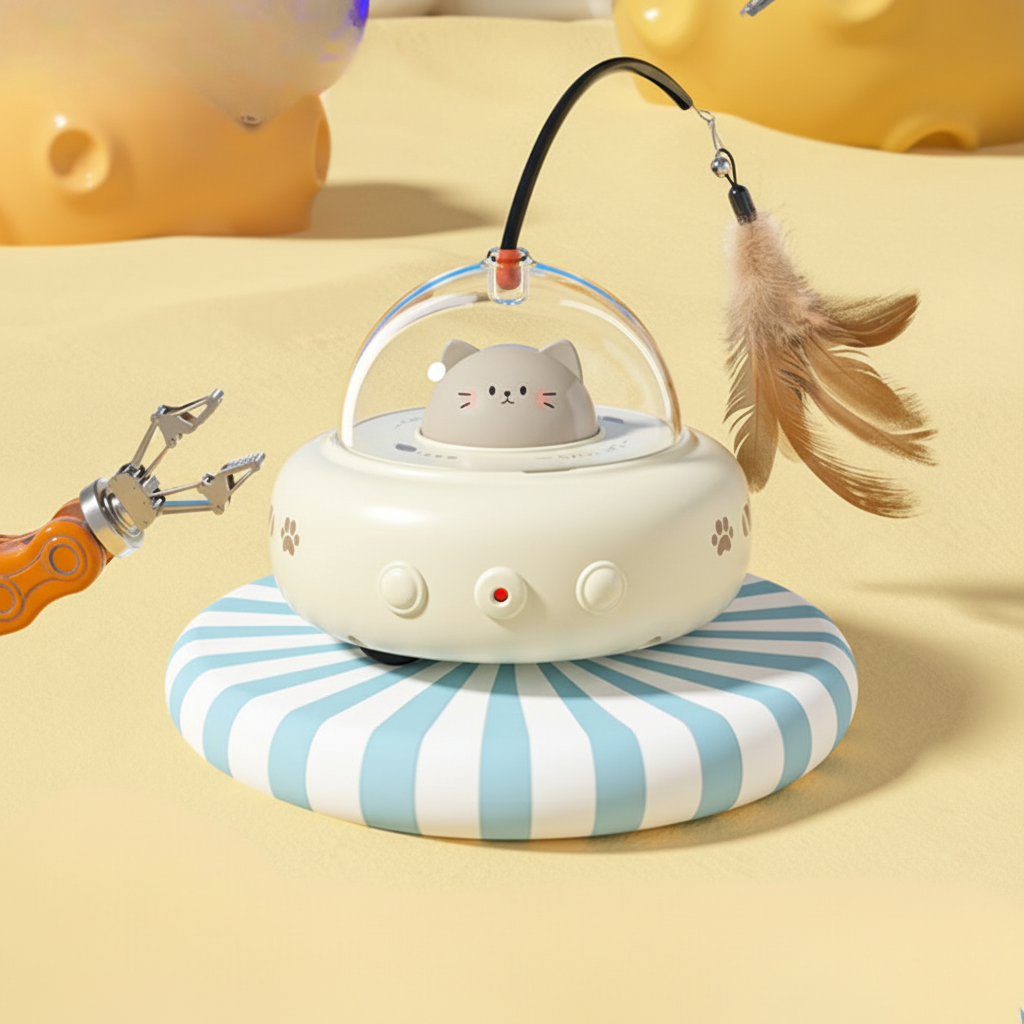 Automatic Laser Cat Toy | Hands-Free Play with Feather Teaser | Random Light Patterns for Daily Exercise &amp; Play 4