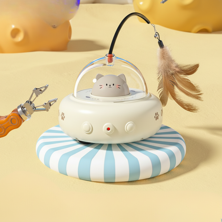 Automatic Laser Cat Toy | Hands-Free Play with Feather Teaser | Random Light Patterns for Daily Exercise &amp; Play 4
