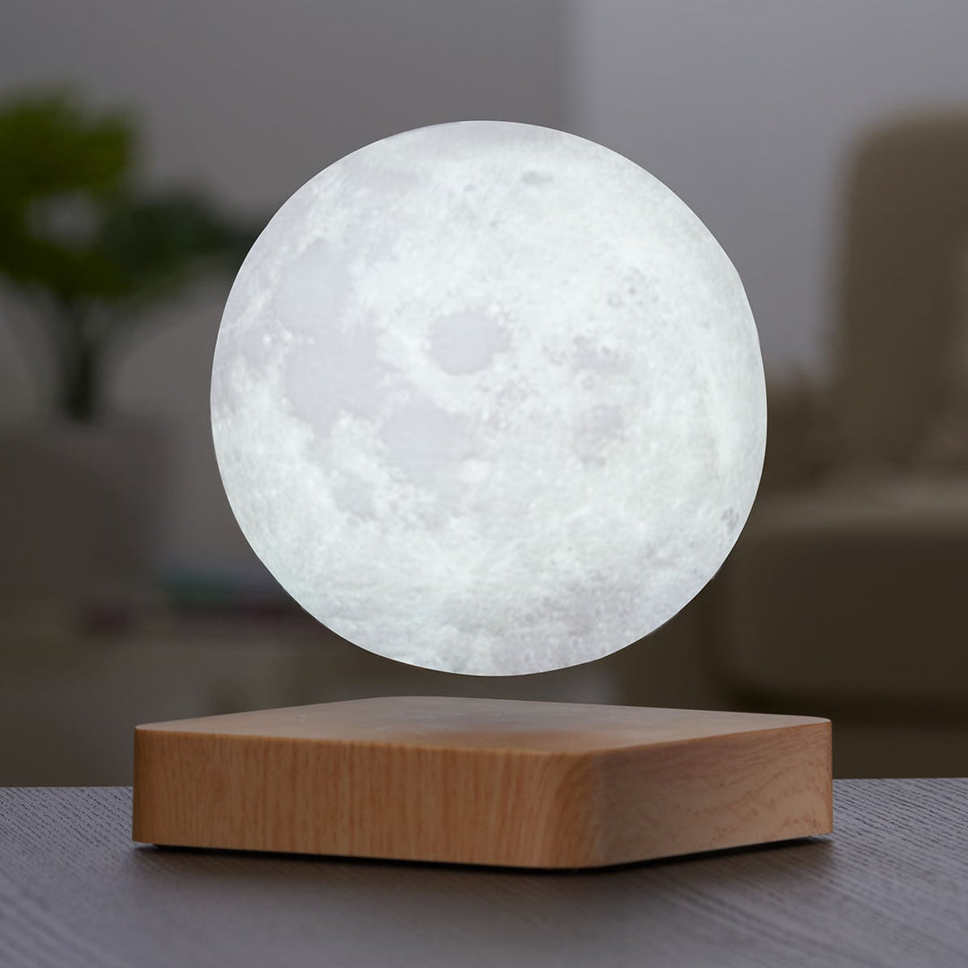 Levitating Moon Lamp 3D Printed | Magnetic Floating Design, Tap Control | Rotating Decorative Accent Light for Nursery
