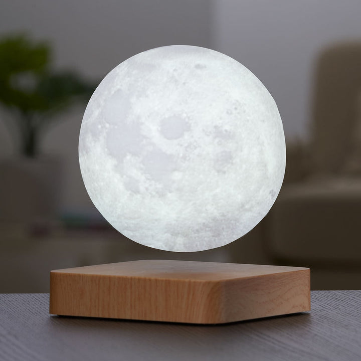 Levitating Moon Lamp 3D Printed | Magnetic Floating Design, Tap Control | Rotating Decorative Accent Light for Nursery