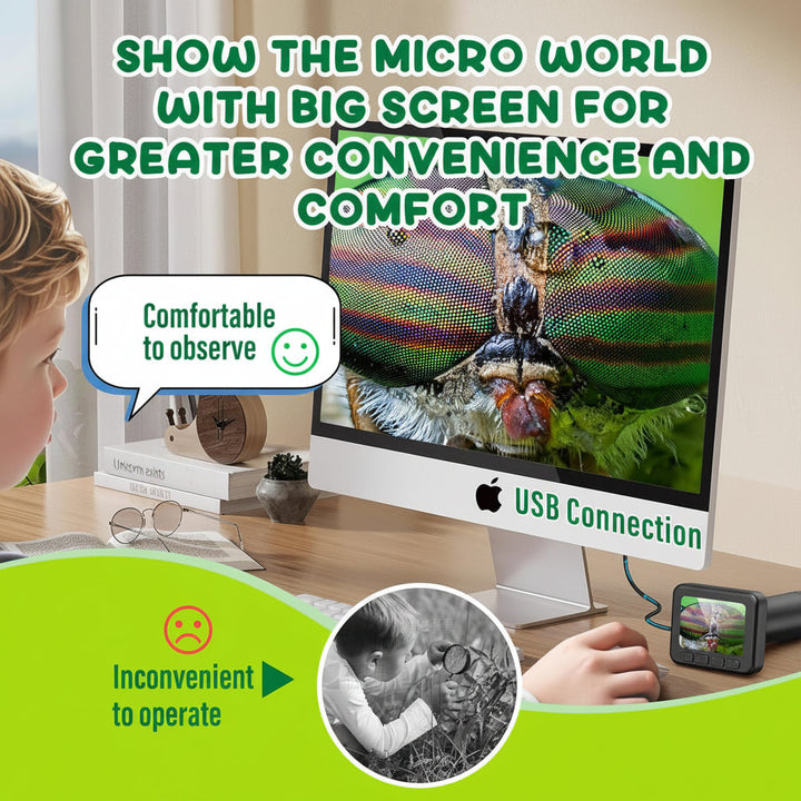Digital Microscope HD Screen | 50x-1000x Magnification, 1080P Video &amp; Photo Capture | Rechargeable 800mAh Battery 6