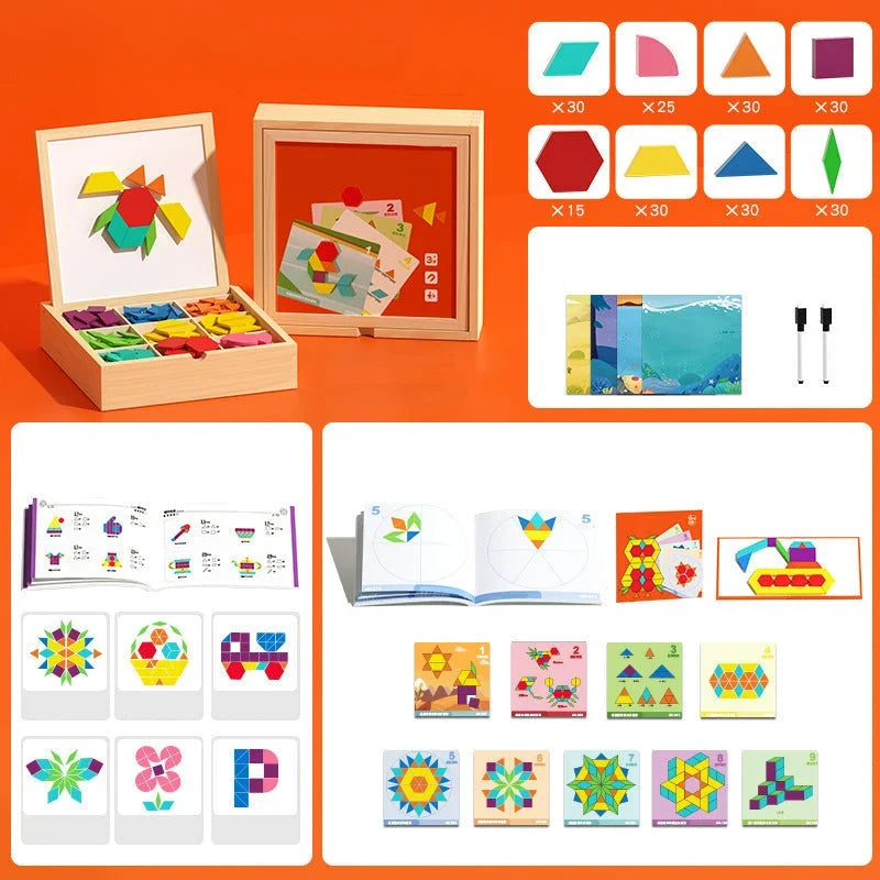 Magnetic Building Blocks Wooden Educational Kids with Storage Case