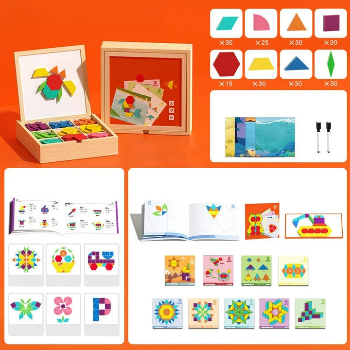 Magnetic Building Blocks Wooden Educational Kids with Storage Case