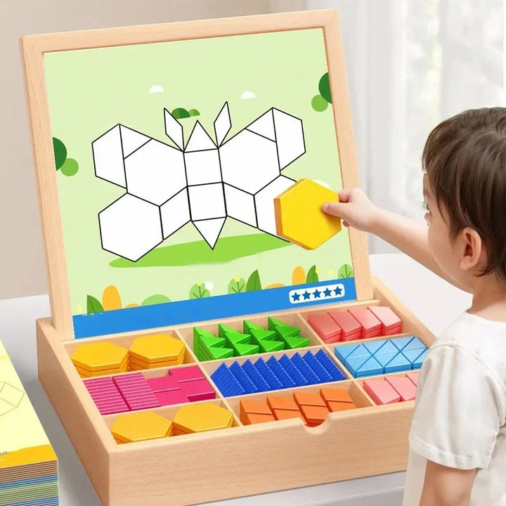 Magnetic Building Blocks Wooden Educational Kids with Storage Case