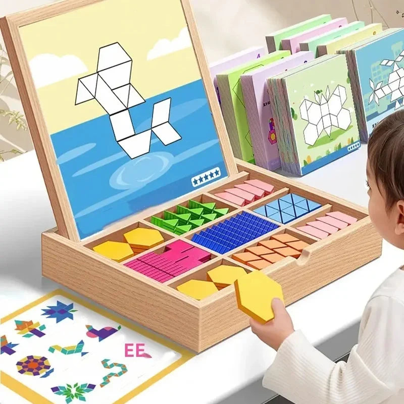 Magnetic Building Blocks Wooden Educational Kids with Storage Case
