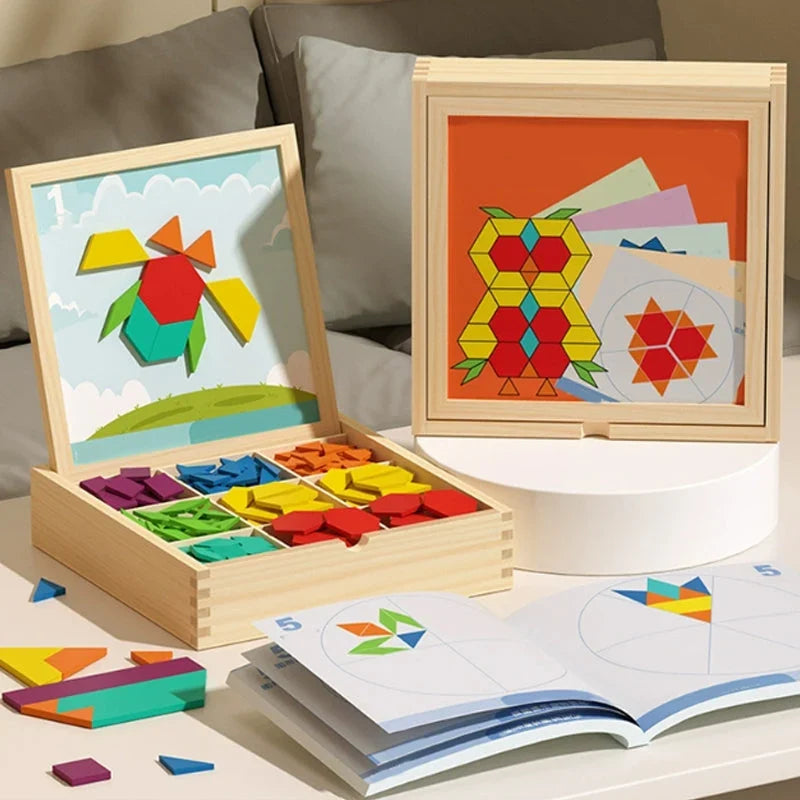 Magnetic Building Blocks Wooden Educational Kids with Storage Case