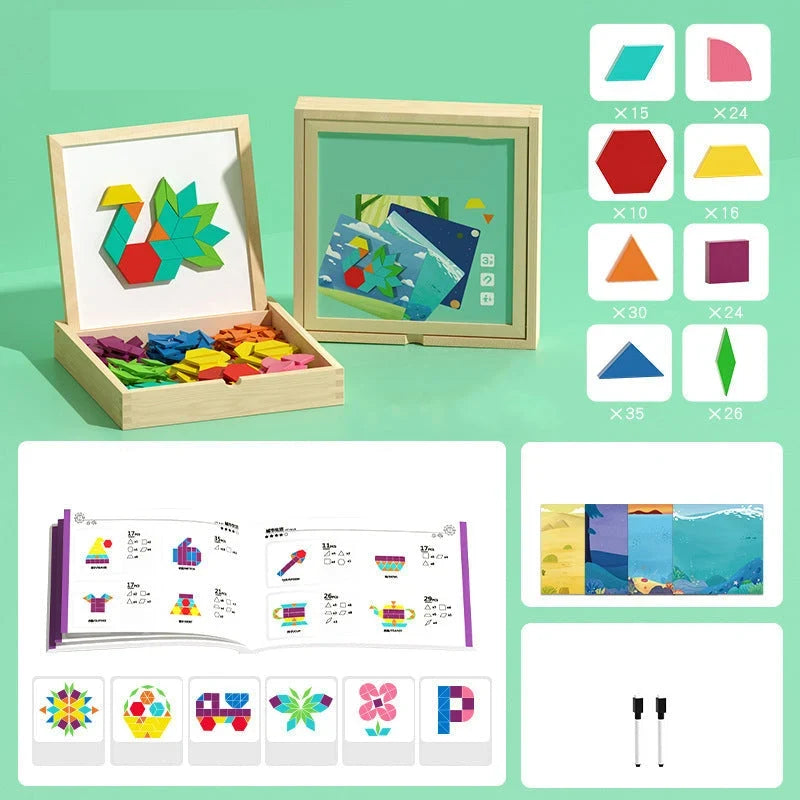 Magnetic Building Blocks Wooden Educational Kids with Storage Case