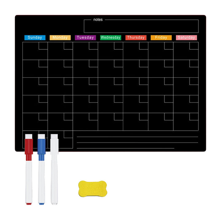 Magnetic Fridge Calendar Planner Board Dry Erase with Neon Fine-Tip Markers