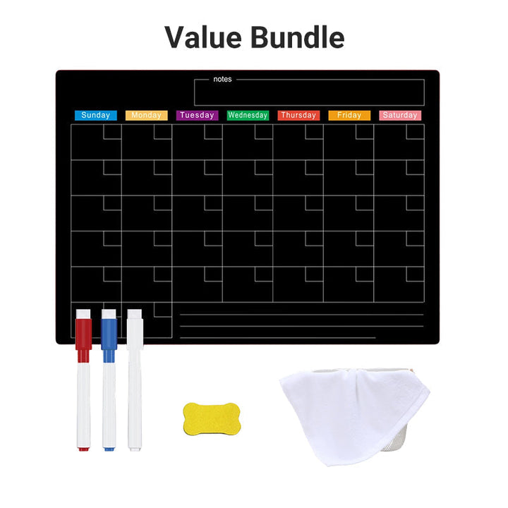 Magnetic Fridge Calendar Planner Board Dry Erase with Neon Fine-Tip Markers