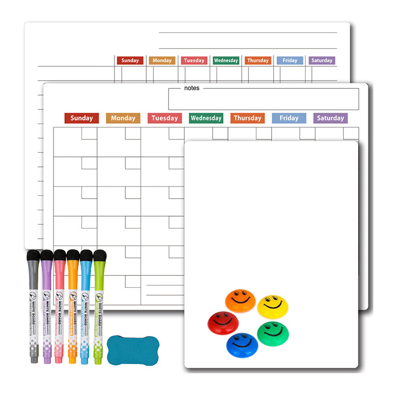 Magnetic Fridge Calendar Planner Board Dry Erase with Neon Fine-Tip Markers
