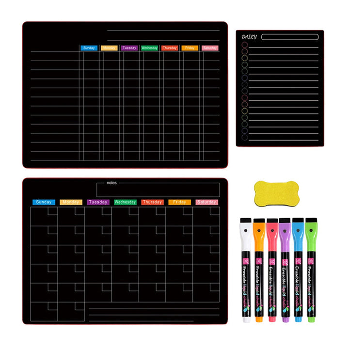 Magnetic Fridge Calendar Planner Board Dry Erase with Neon Fine-Tip Markers