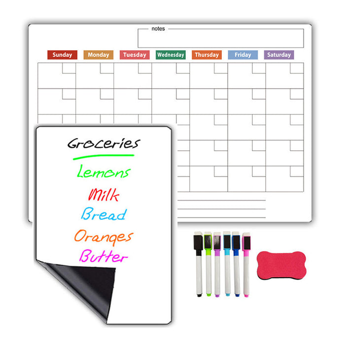 Magnetic Fridge Calendar Planner Board Dry Erase with Neon Fine-Tip Markers