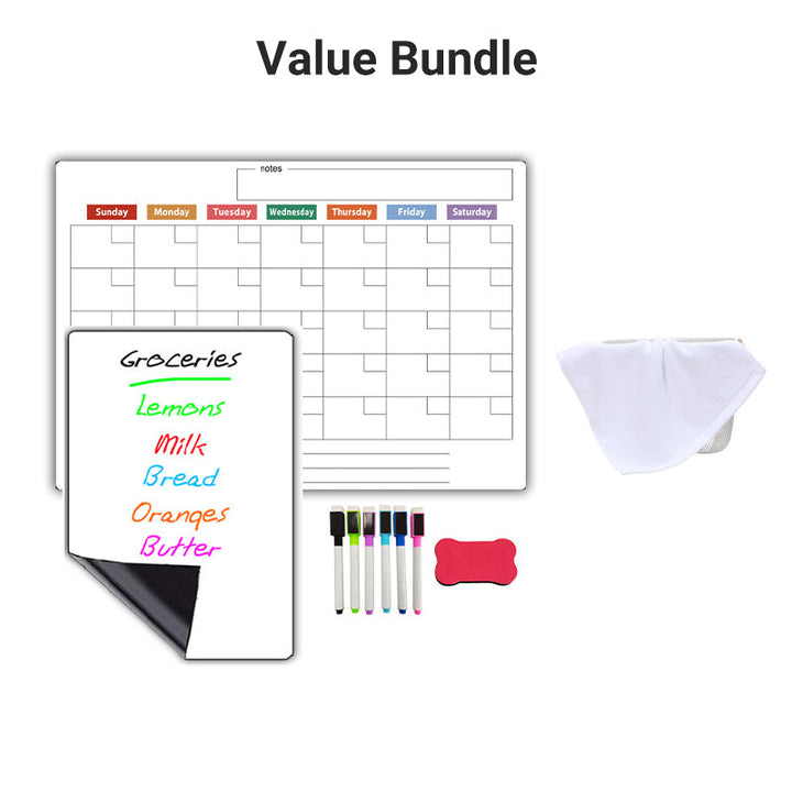 Magnetic Fridge Calendar Planner Board Dry Erase with Neon Fine-Tip Markers