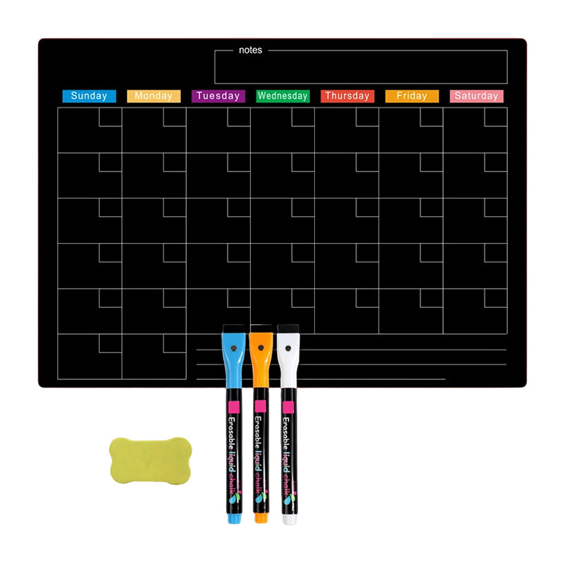 Magnetic Fridge Calendar Planner Board Dry Erase with Neon Fine-Tip Markers