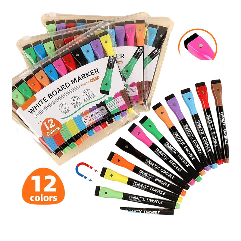 Magnetic Fridge Calendar Planner Board Dry Erase with Neon Fine-Tip Markers
