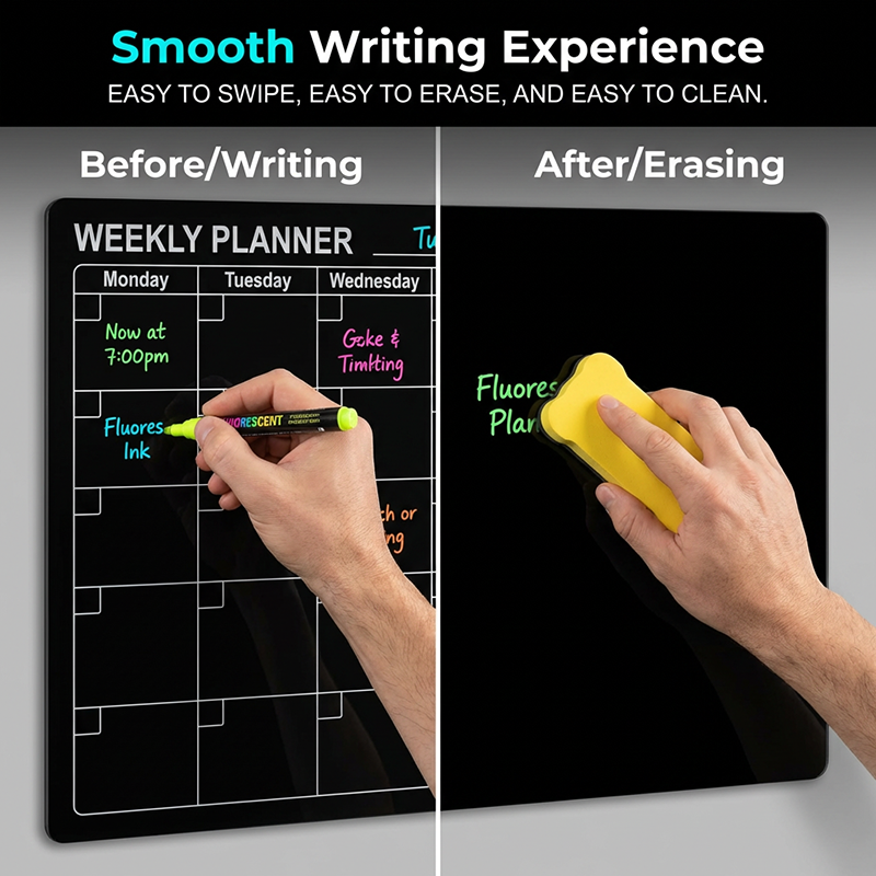 Magnetic Fridge Calendar Planner Board Dry Erase with Neon Fine-Tip Markers
