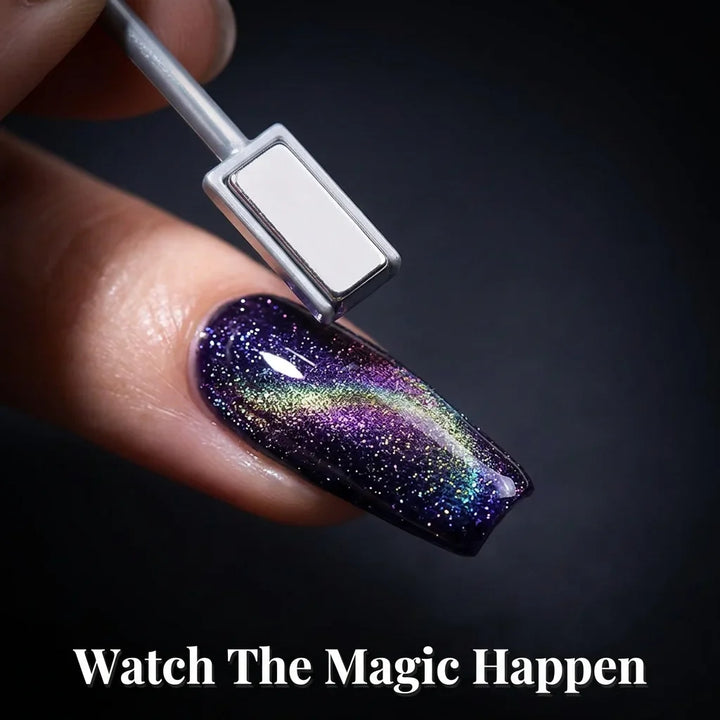 Magnetic Galaxy Nail Polish Kit | 8 Shades, Black Base Coat, Dual-Sided Magnet | Create 9D Salon-Style Nail Art at Home