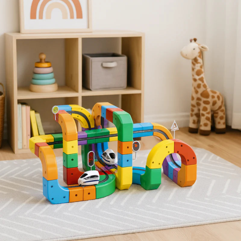 Magnetic Track Toy Educational Construction with Snap-Together Pieces
