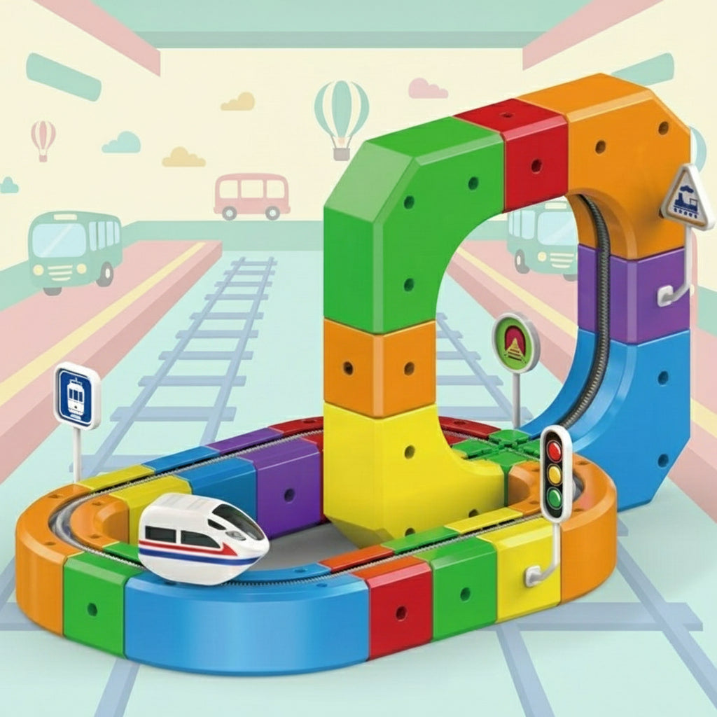 Magnetic Track Toy Educational Construction with Snap-Together Pieces