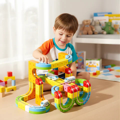 Magnetic Track Toy Educational Construction with Snap-Together Pieces