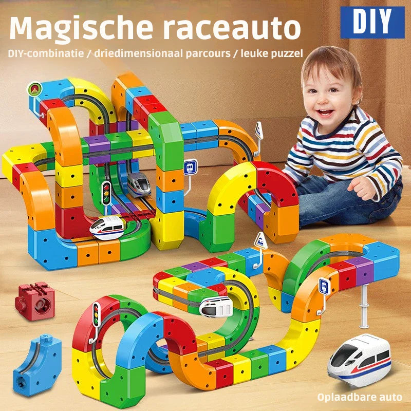 Magnetic Track Toy Educational Construction with Snap-Together Pieces