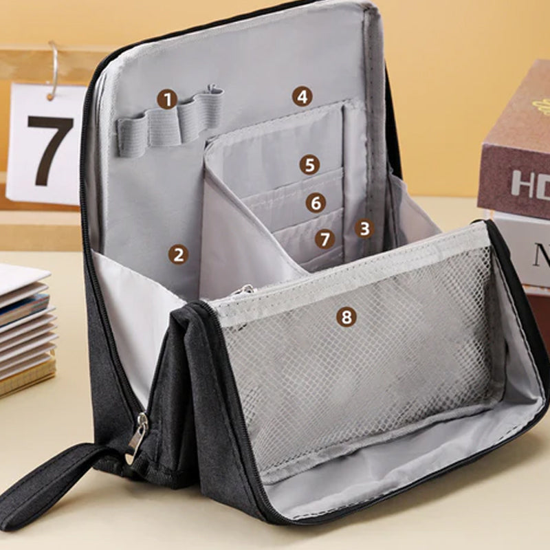 Makeup Organizer Bag Waterproof Foldable Stand-Up with Reinforced Base